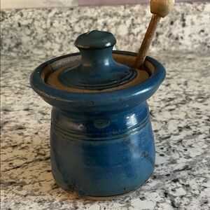 Handcrafted Blue Ceramic Spice Jar